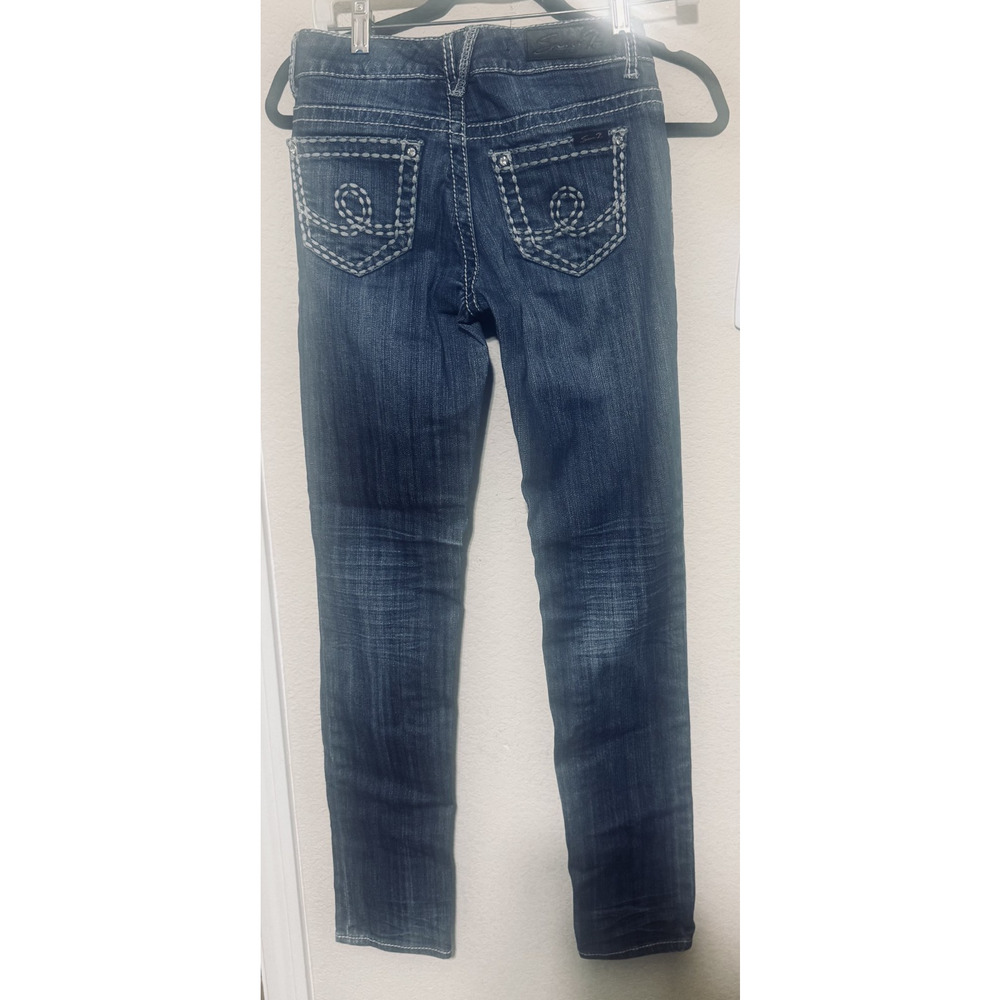Seven7 Y2k Thick Stitch Jeans Womens 26 skinny stretch denim‎ Low Rise